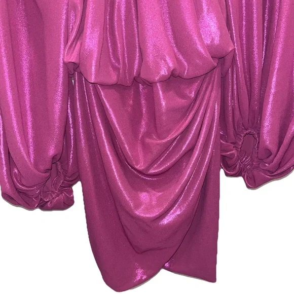 THE ATTICO Karen Mini Dress Pink Violet Lamé Cutout Cocktail US 4 IT 40 chain - Picture 7 of 16